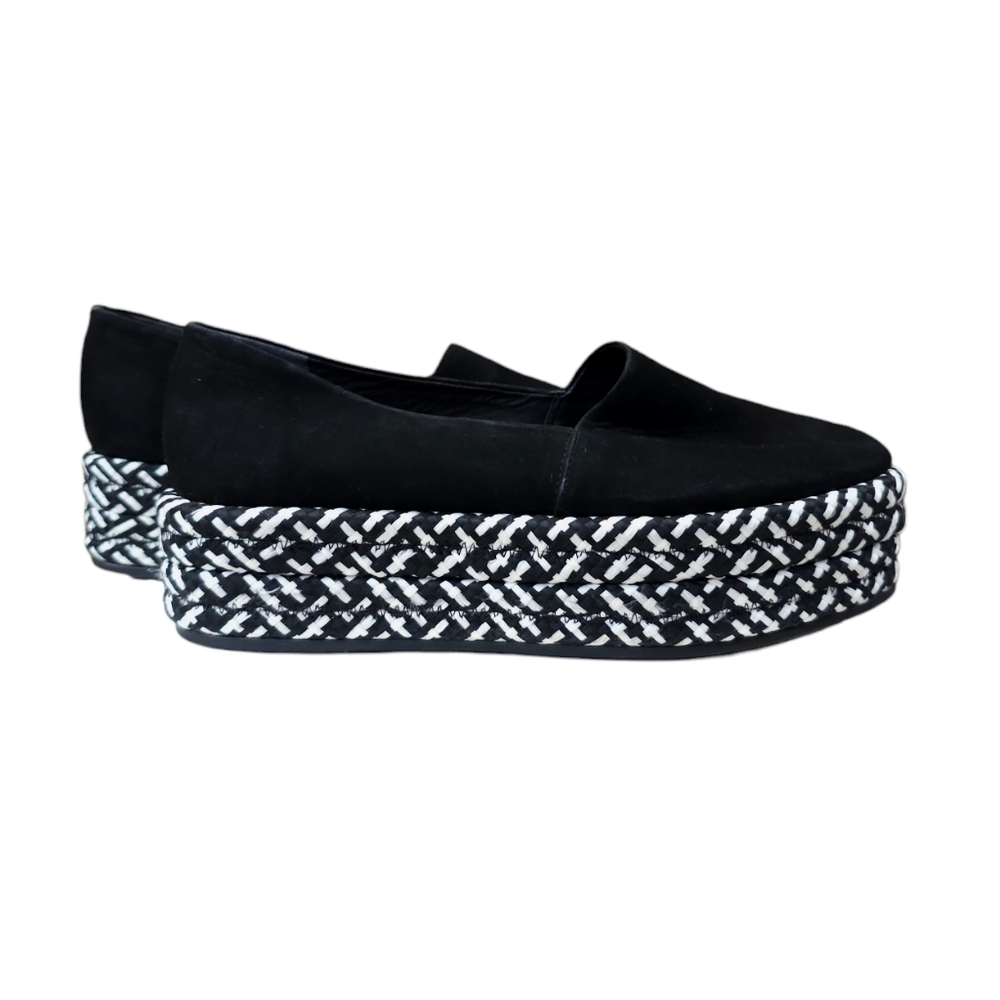 All Saints Bora Braided Platform Emo Goth Black Suede Almond Toe Loafers 6.5